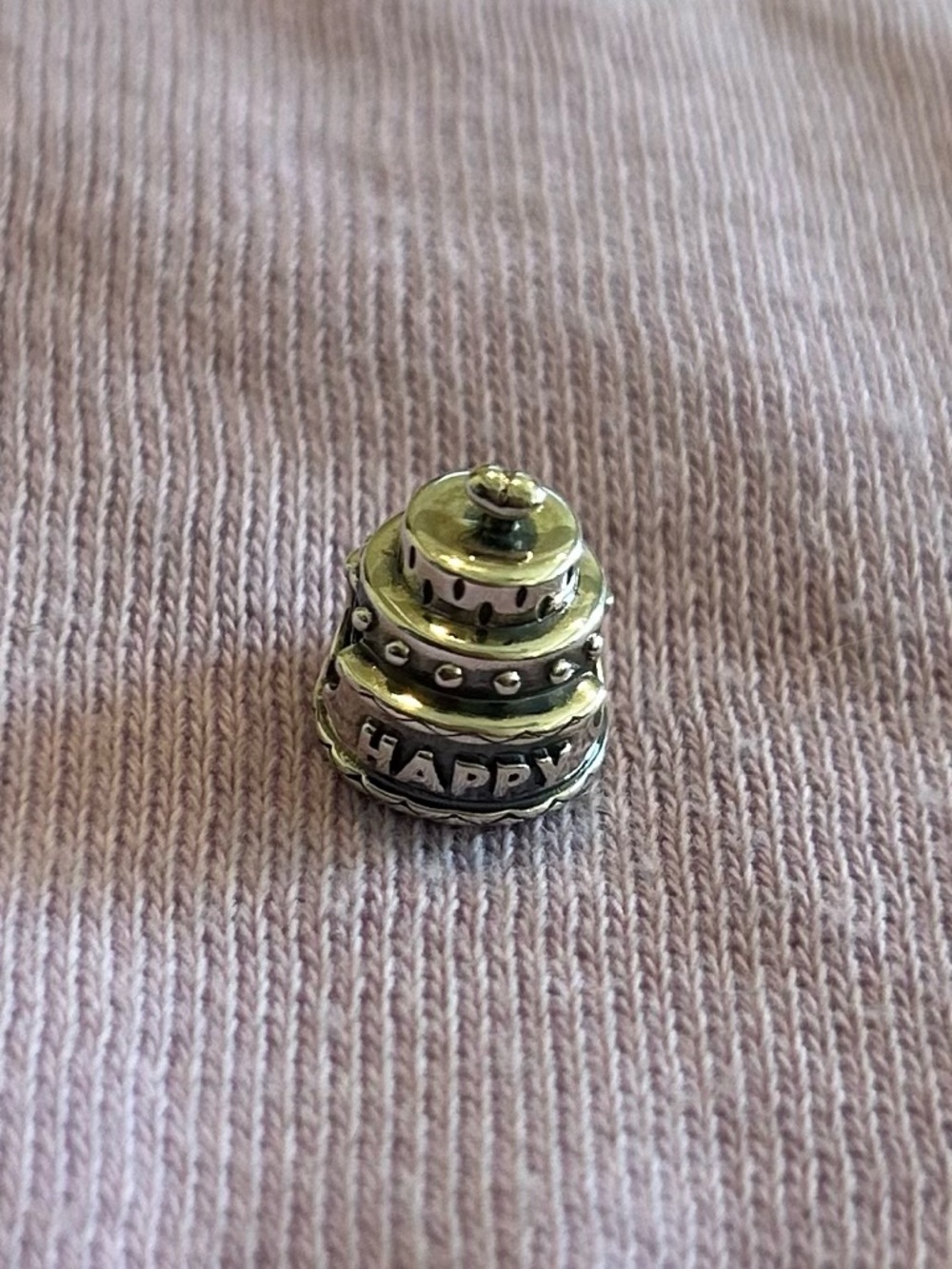 Pandora-style Sterling Silver Happy Birthday Cake Charm